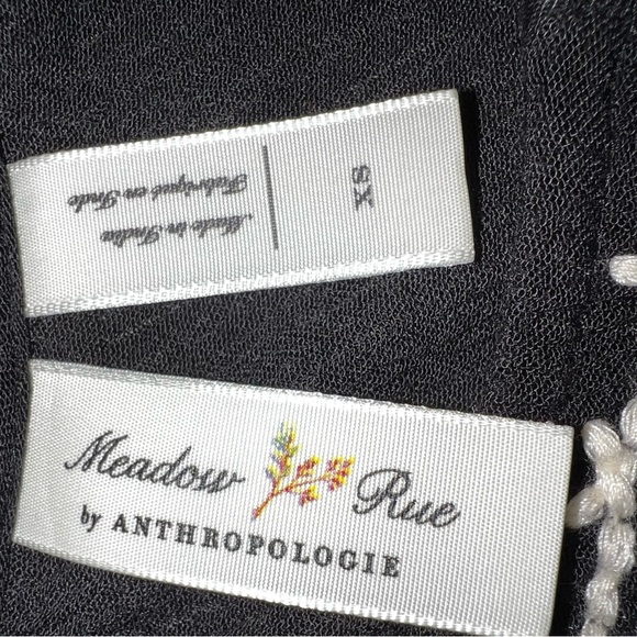 Meadow Rue By Anthropologie Black Embroidered Top XS - Picture 10 of 10